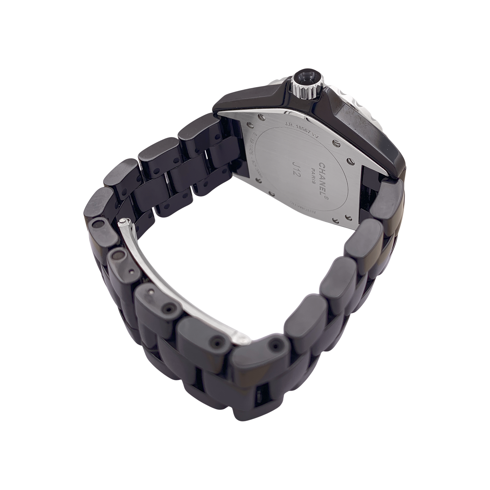 Montre Chanel, "J12", céramique noire, rubis, acier. 5
