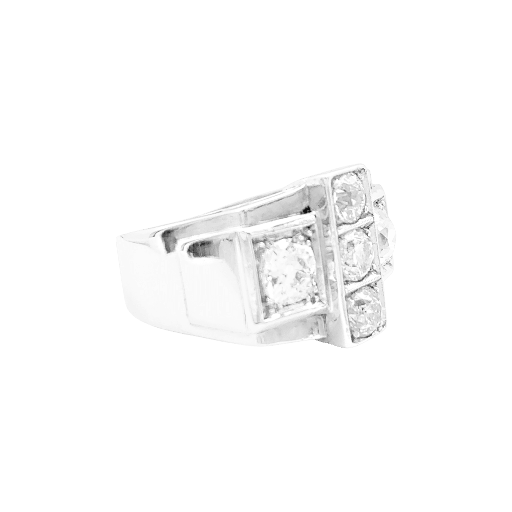 Bague "Tank", platine et diamants.  4