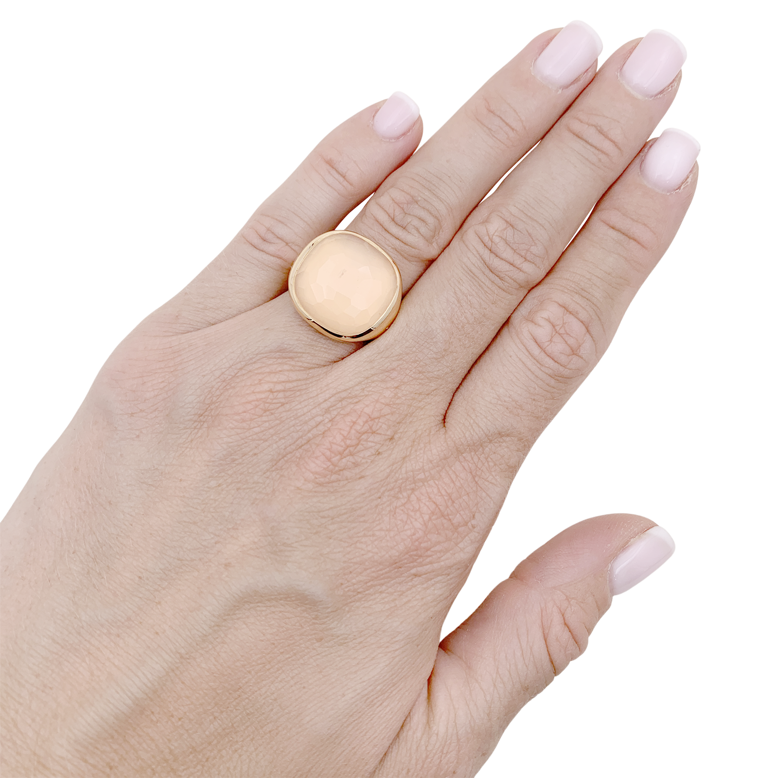 Bague Pomellato "Cipria" en or rose et quartz rose. 6