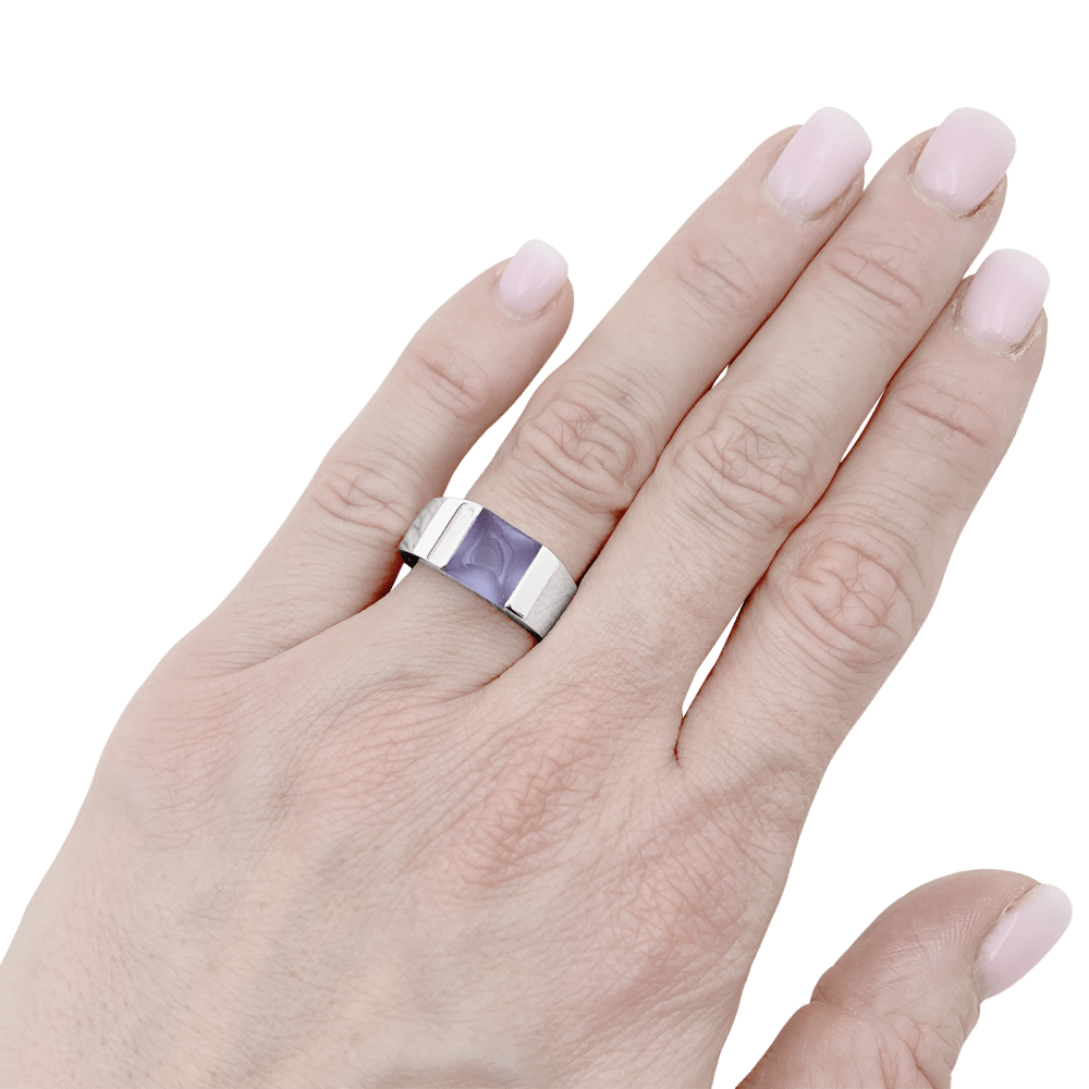 Bague CARTIER Tank, or blanc, calcédoine. 6