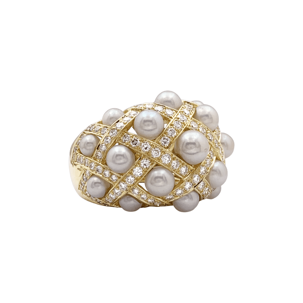 Bague Chanel, "Baroque", or jaune, diamants et perles. 2
