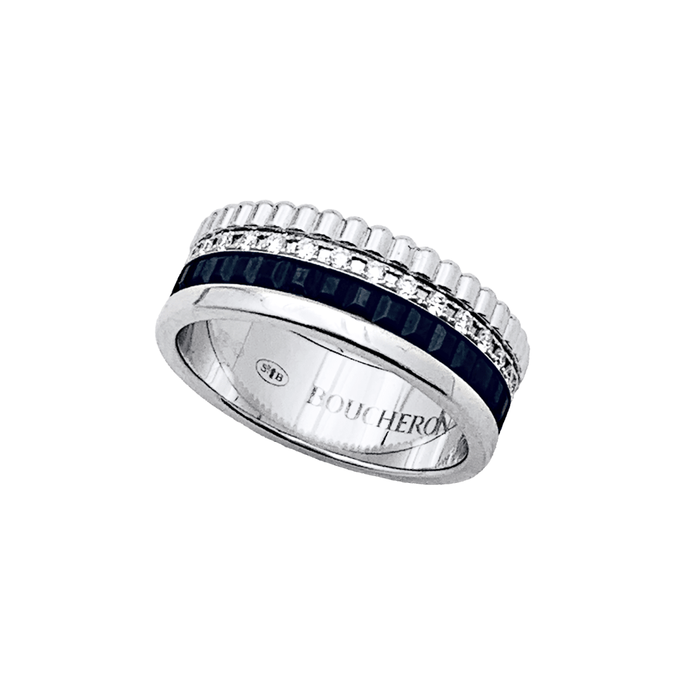 Bague Boucheron,"Quatre Black Edition Small", en or blanc, PVD, diamants. 4