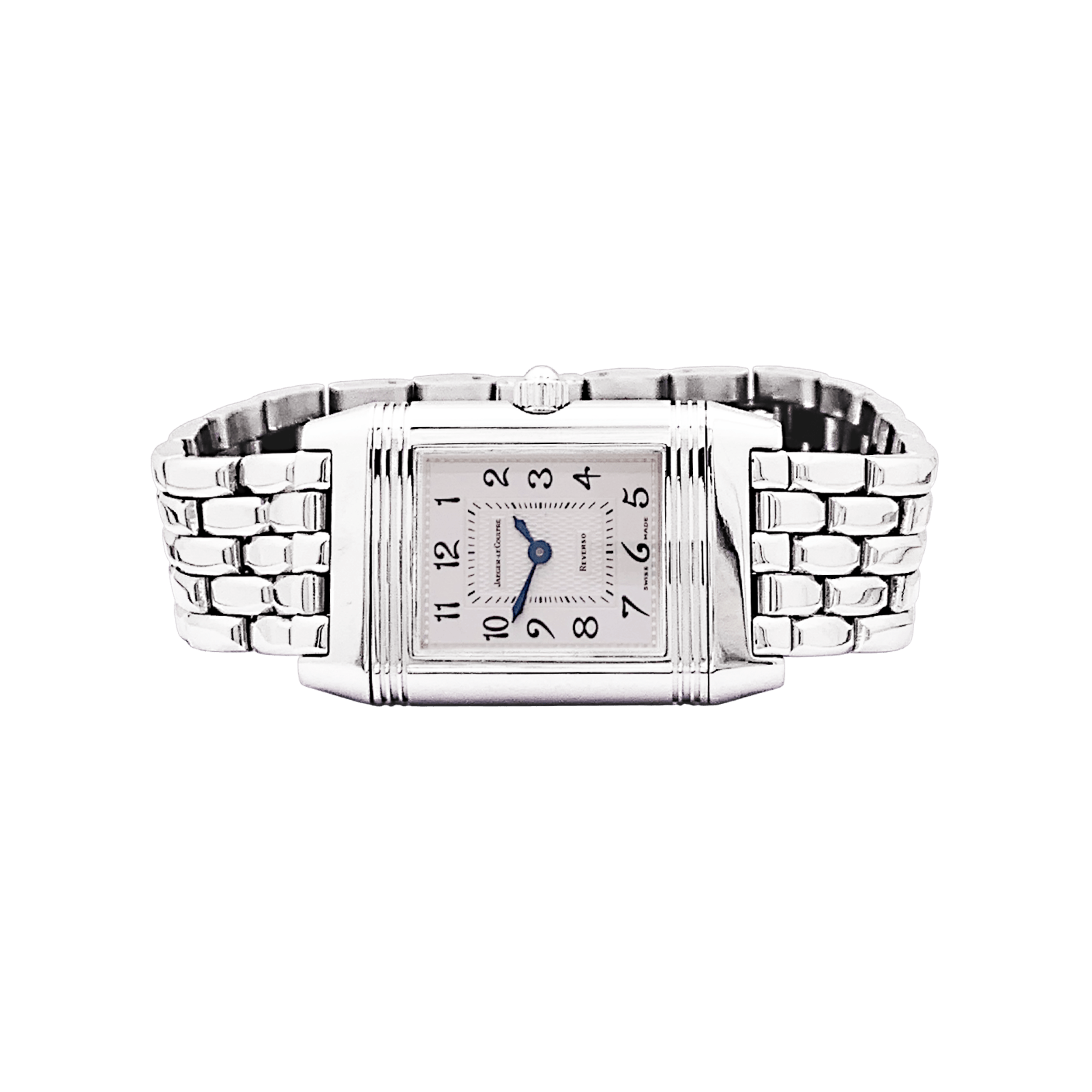 Montre Jaeger Lecoultre, "Reverso", acier et diamants. 5