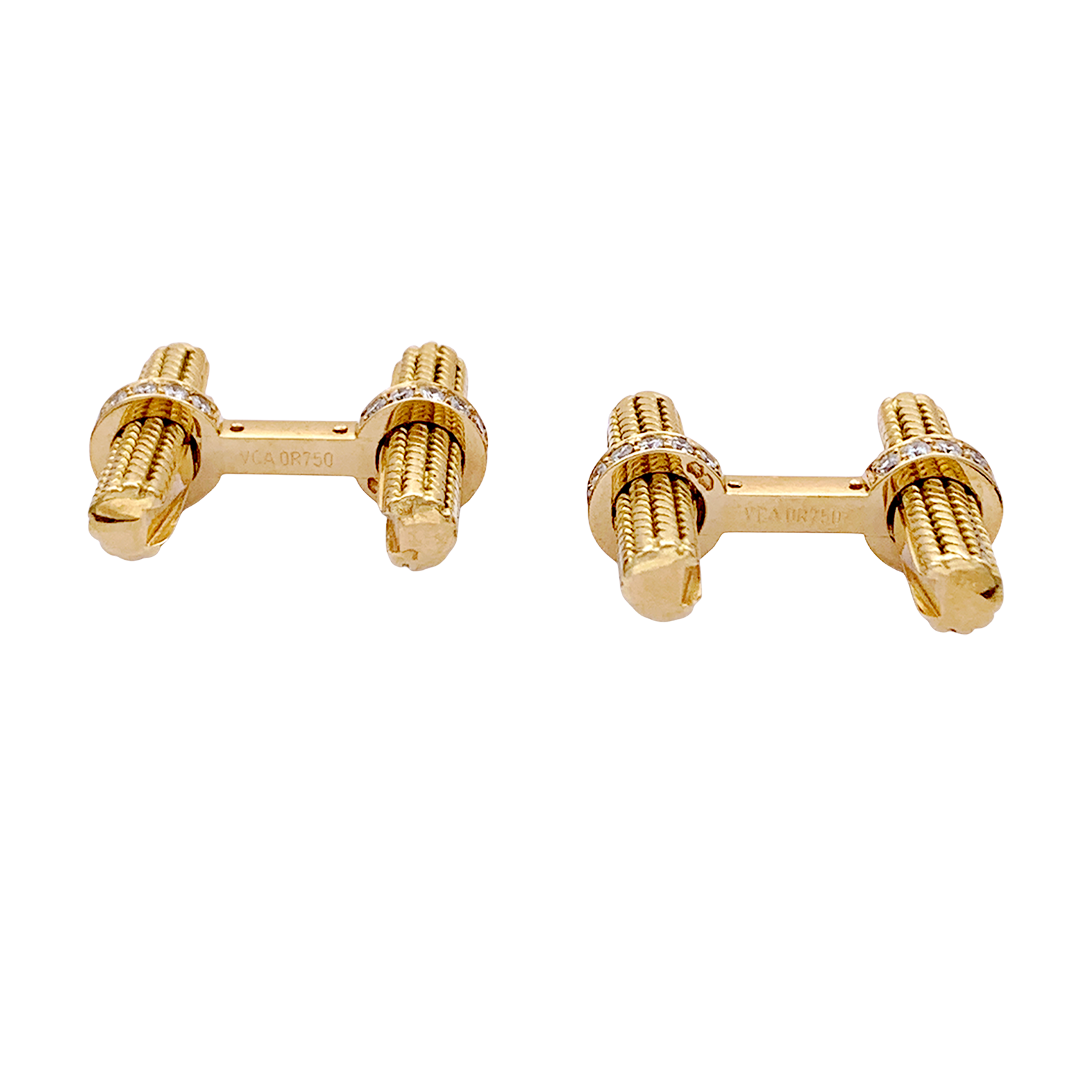 Boutons de manchette VAN CLEEF ET ARPELS, or jaune et diamants. 3