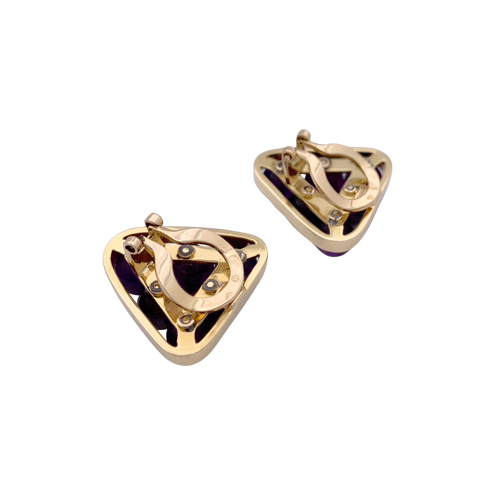 Clips d'oreilles vintage or jaune, améthyste. 4