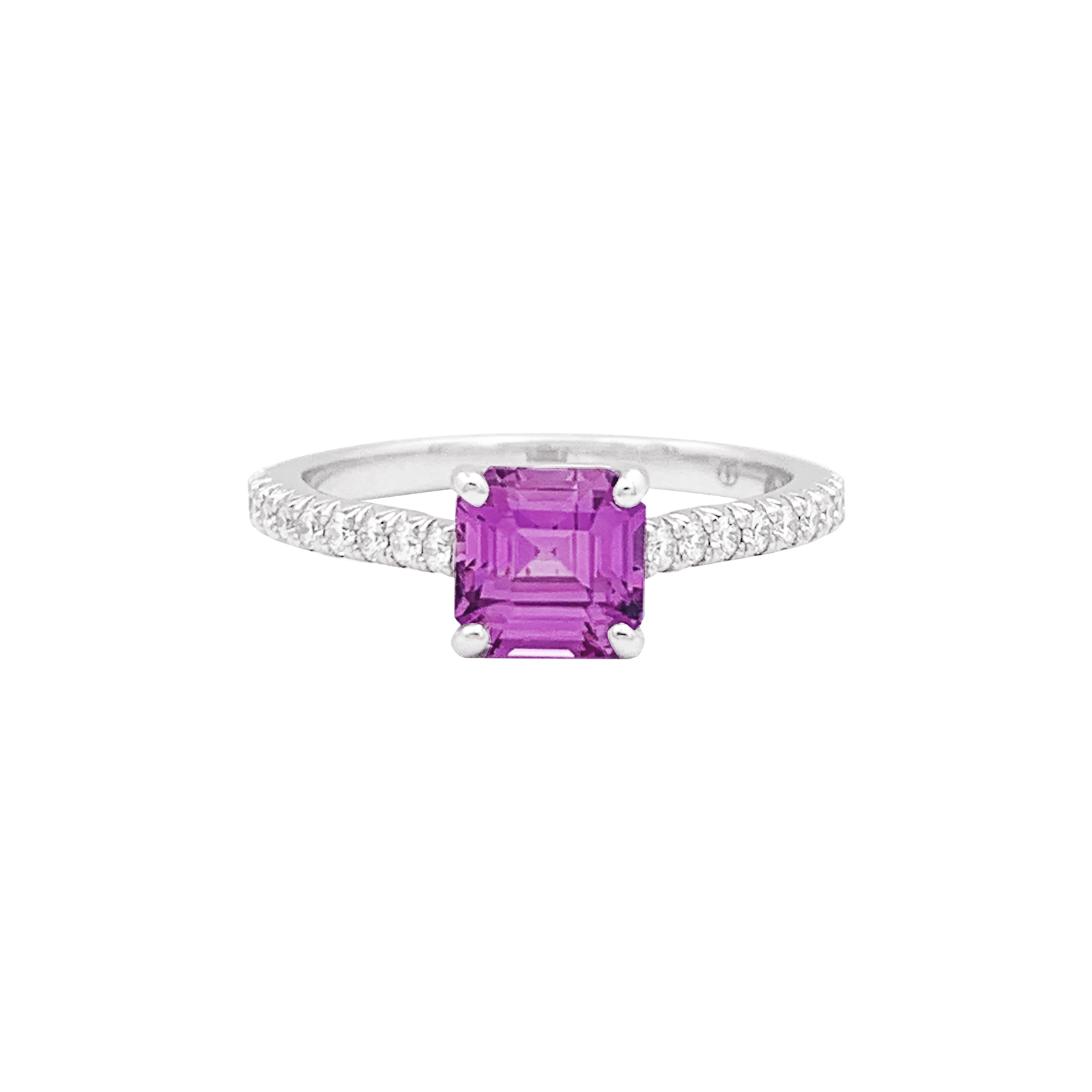 Bague TIFFANY & CO, "Novo" platine, saphir rose et diamants. 1