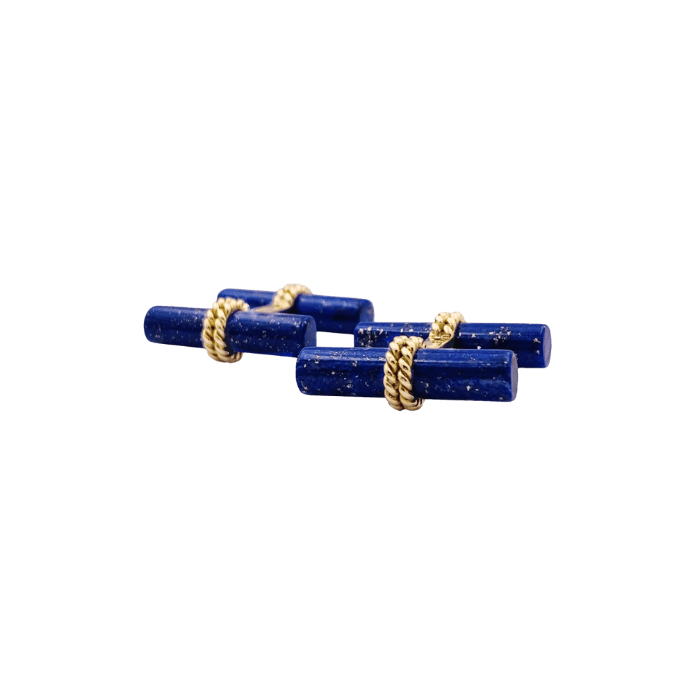Boutons de manchette BOUCHERON, or jaune et bâtonnets de lapis lazuli. 3