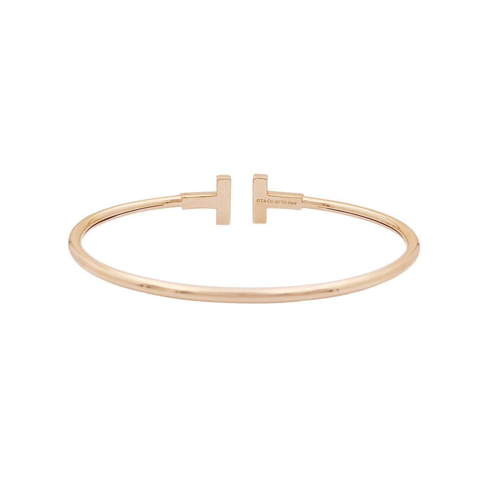 Bracelet Tiffany & Co, "Wire Tiffany T", or rose et diamants. 3