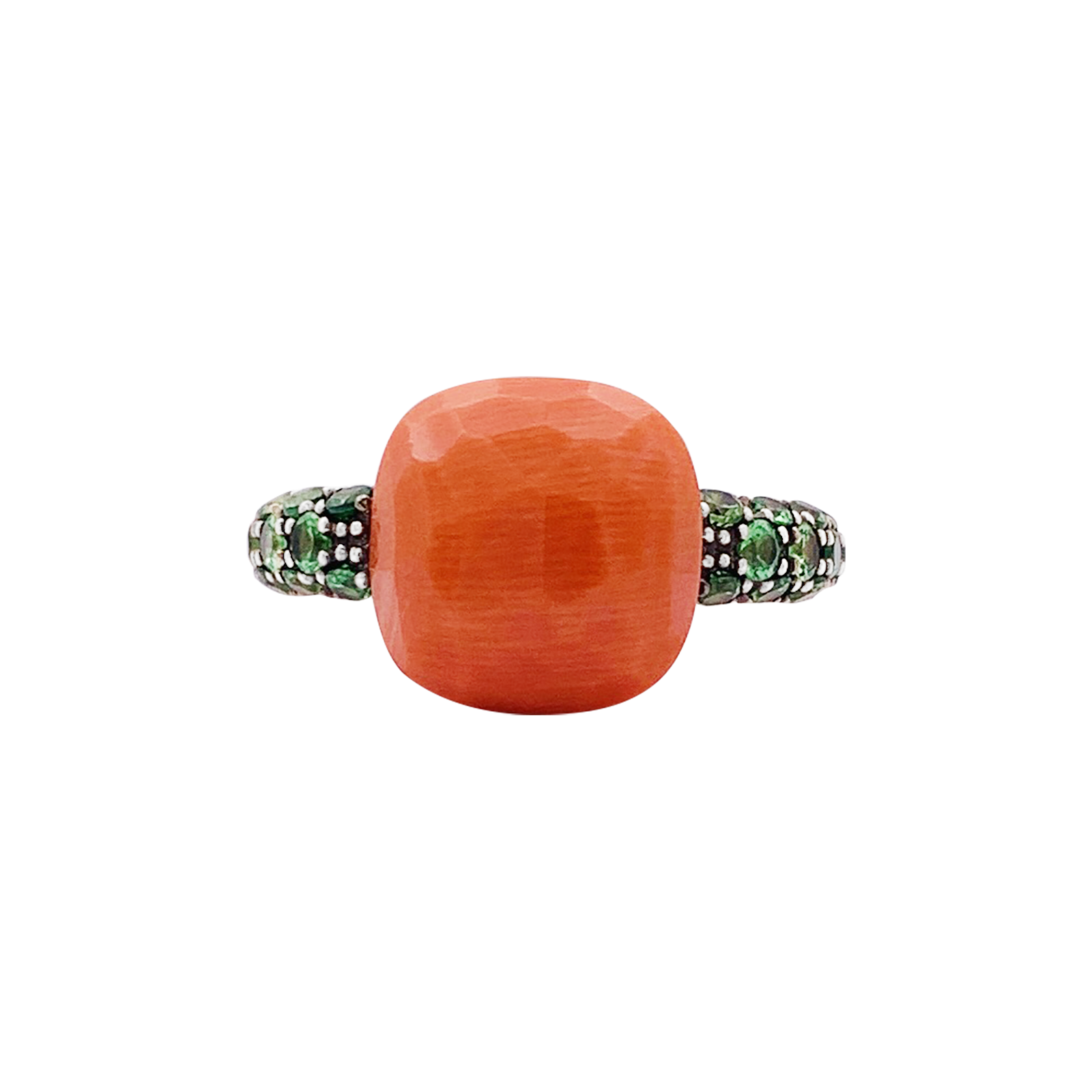 Bague Pomellato "Capri" en or rose, corail et tsavorites. 1