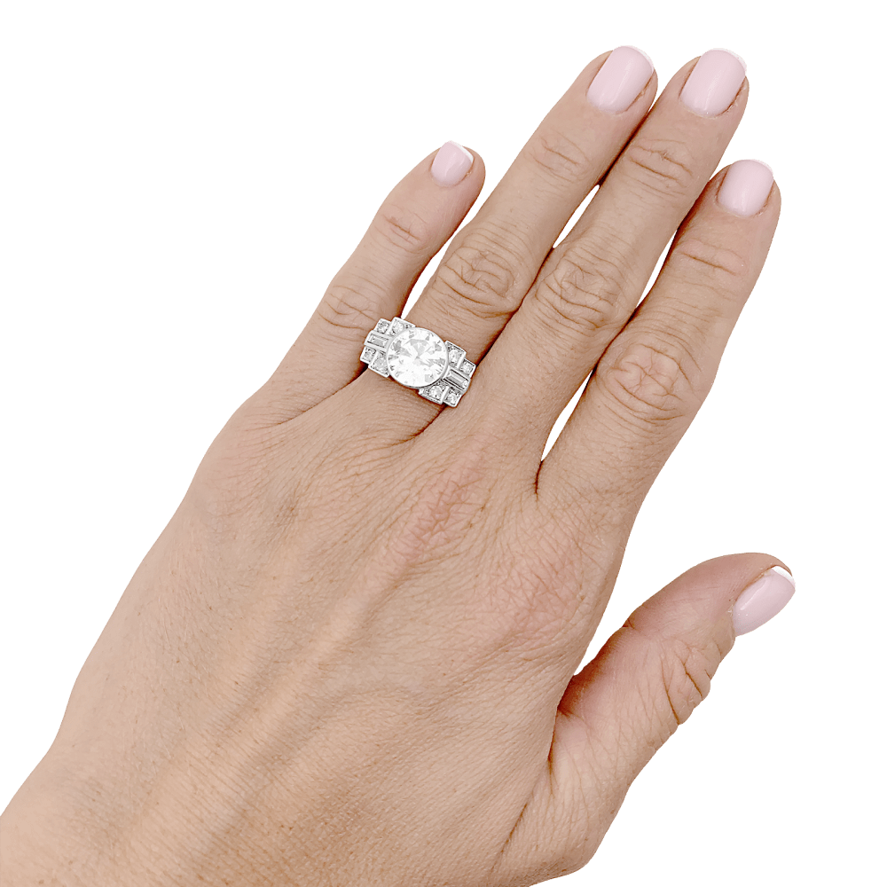 Bague art déco platine, diamant environ 2,80 cts. 5