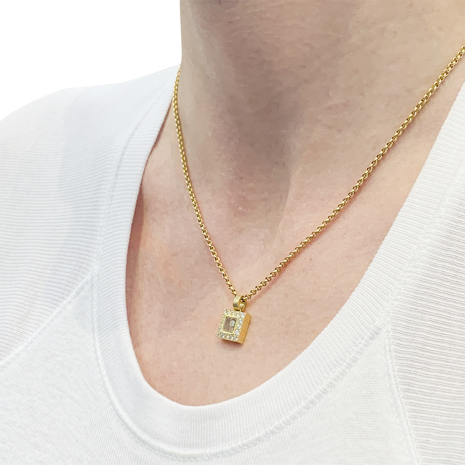 Collier Chopard, "Happy Square Diamond", or jaune, diamant. 6