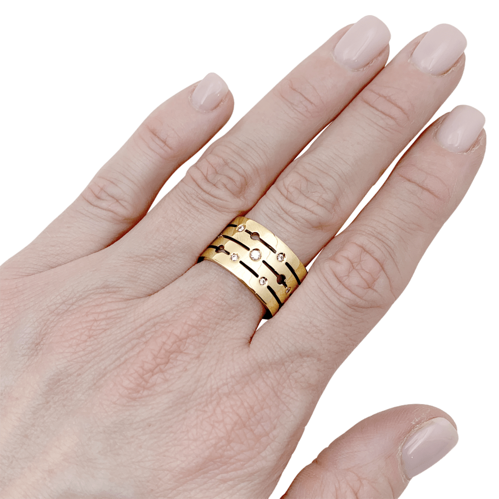 Bague Dinh Van, "Pulse", or rose et diamants. 5