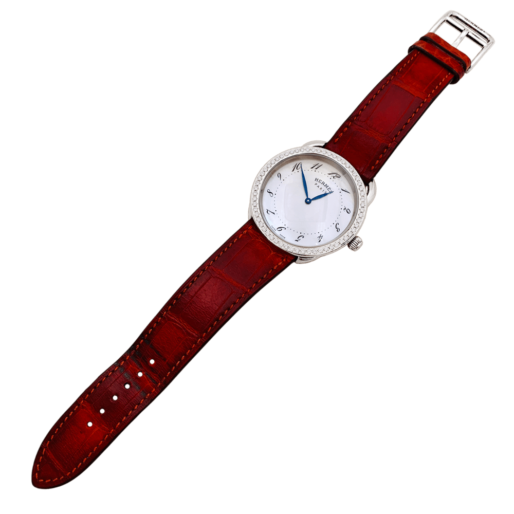 Montre Hermès,"Arceau", acier, diamants. 2