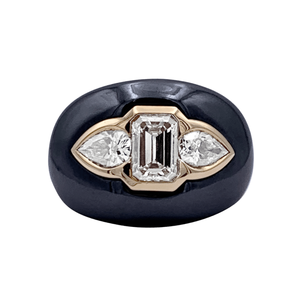 Bague Bulgari, or jaune, hématite, diamants. 5