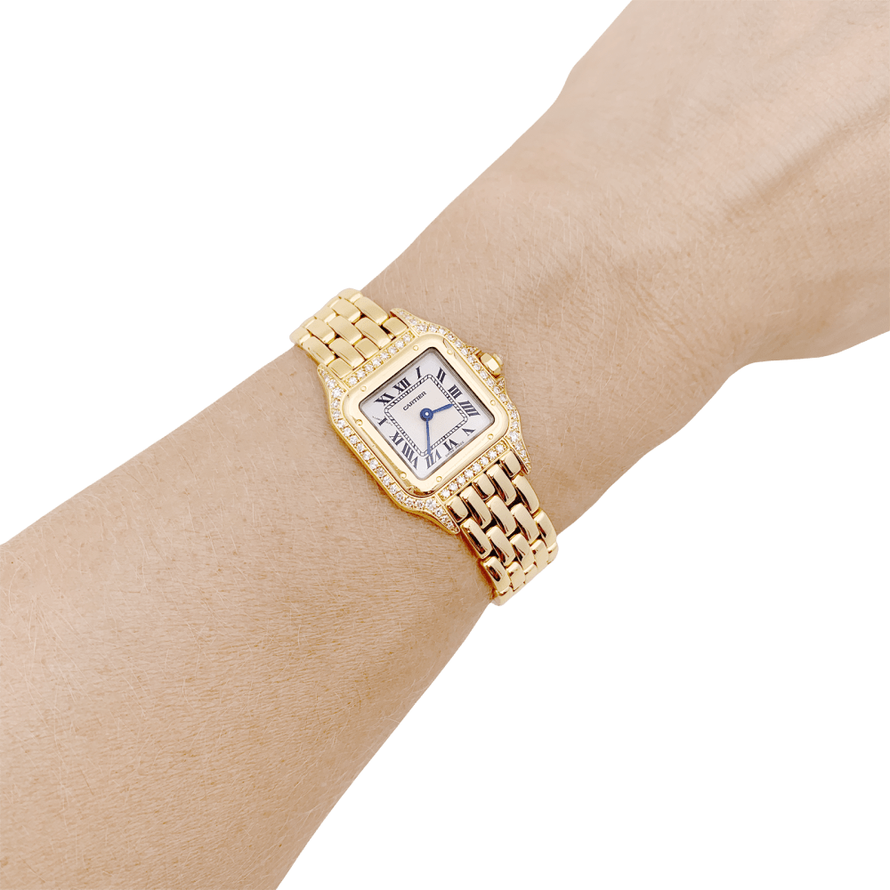 Montre Femme CARTIER Panthère, or jaune, diamants. 6