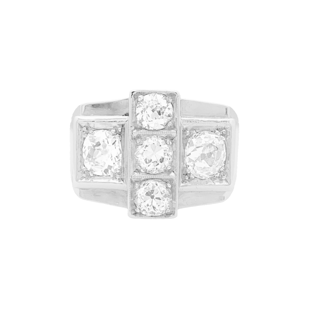 Bague "Tank", platine et diamants.  1