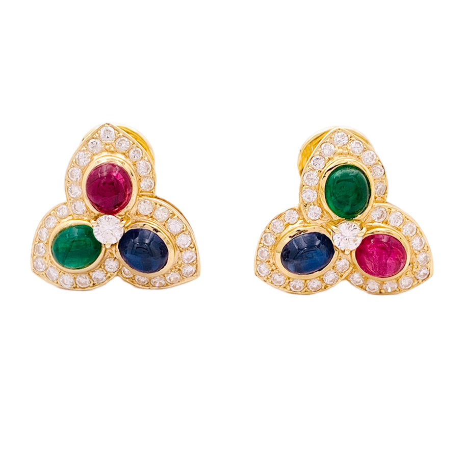 Boucles d'oreille "Tutti Frutti" or jaune, diamants, pierres de couleurs. 2