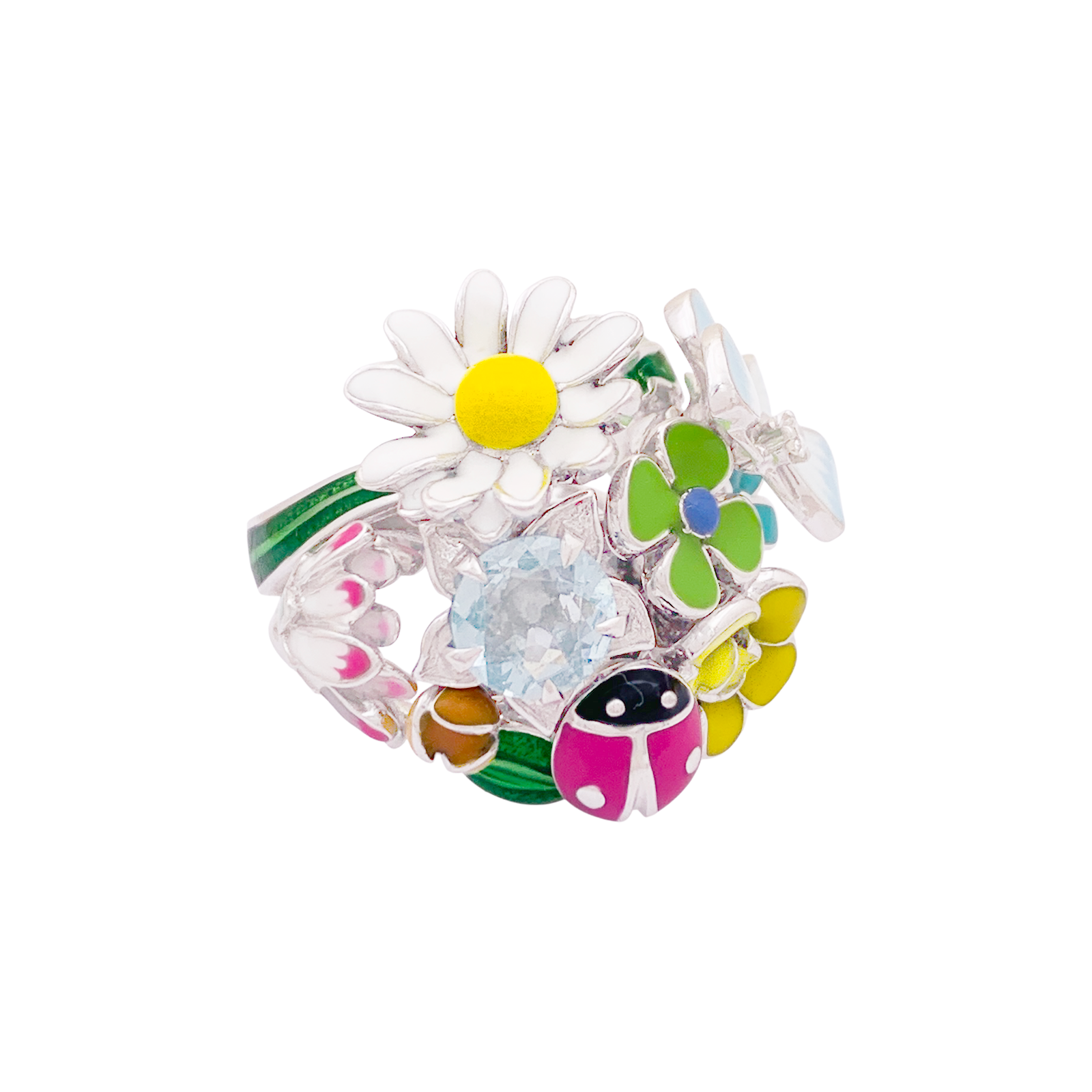 Bague Dior, "Diorette", or blanc, émail, aigue-marine et diamant. 2