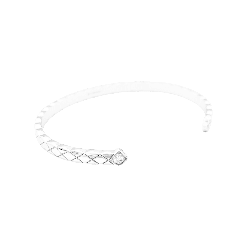 Bracelet Chanel, "Coco Crush", or blanc, diamants.   5