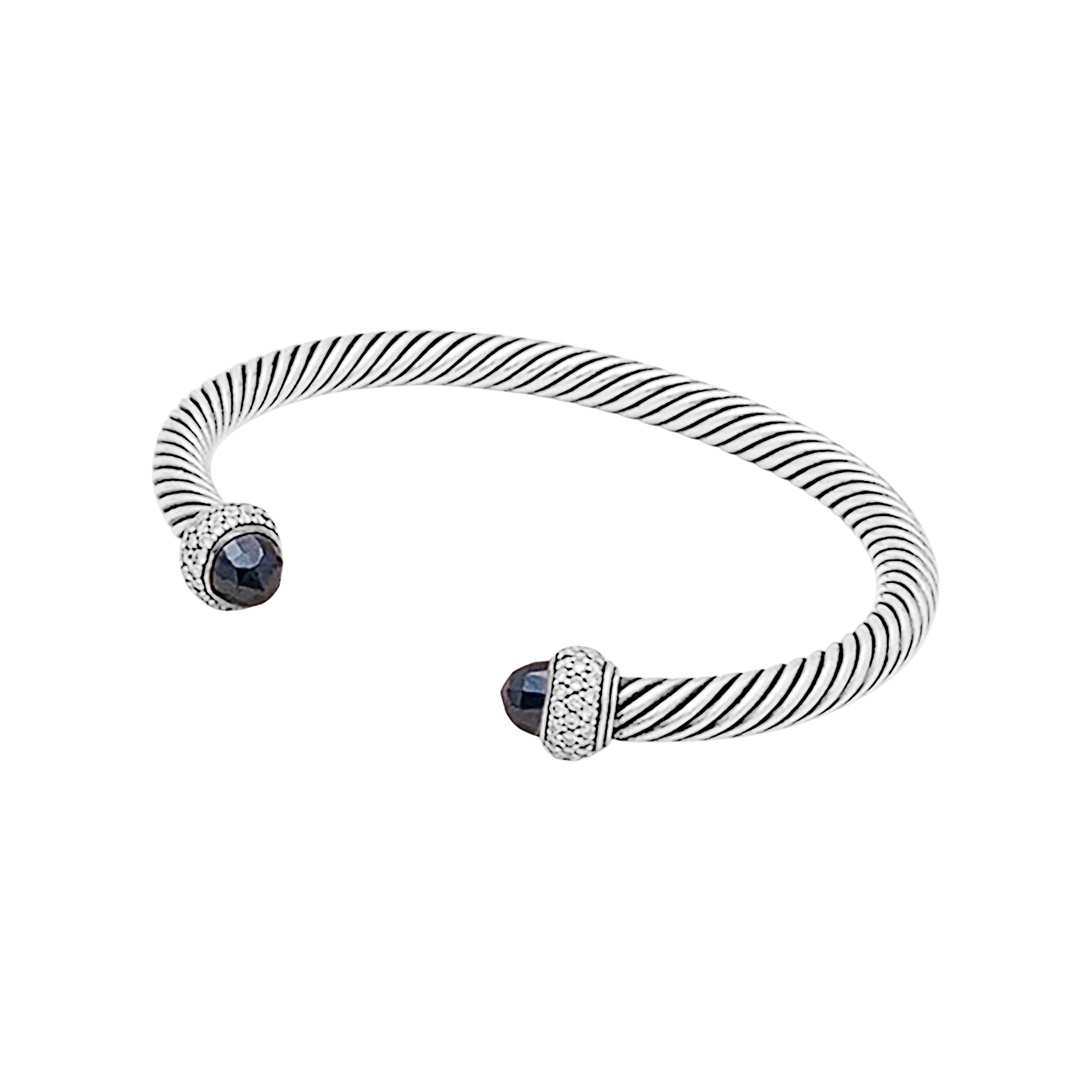 Bracelet David Yurman, "Cable Classic", argent, diamants, hématites. 4