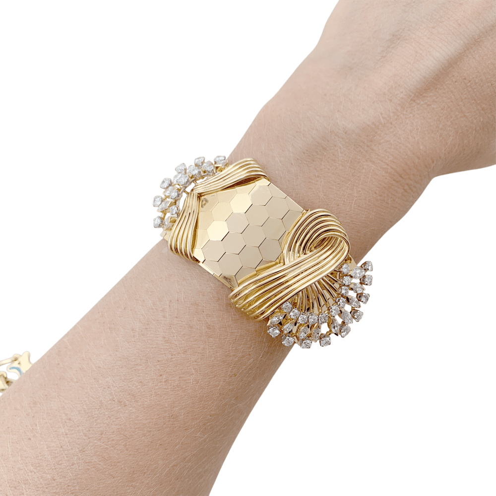 Bracelet vintage or rose, diamants. 7