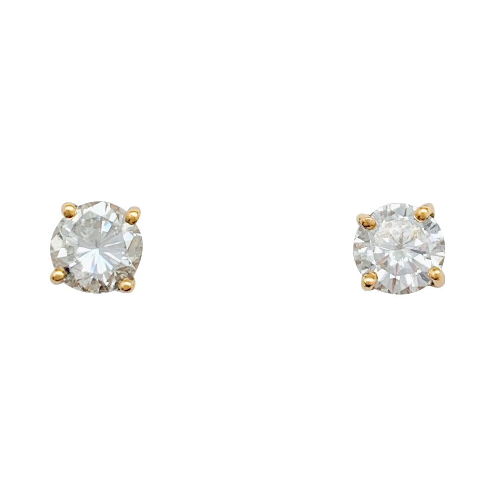 Puces d’oreilles en or jaune 18K et diamants 0,20 carat d'occasion 1