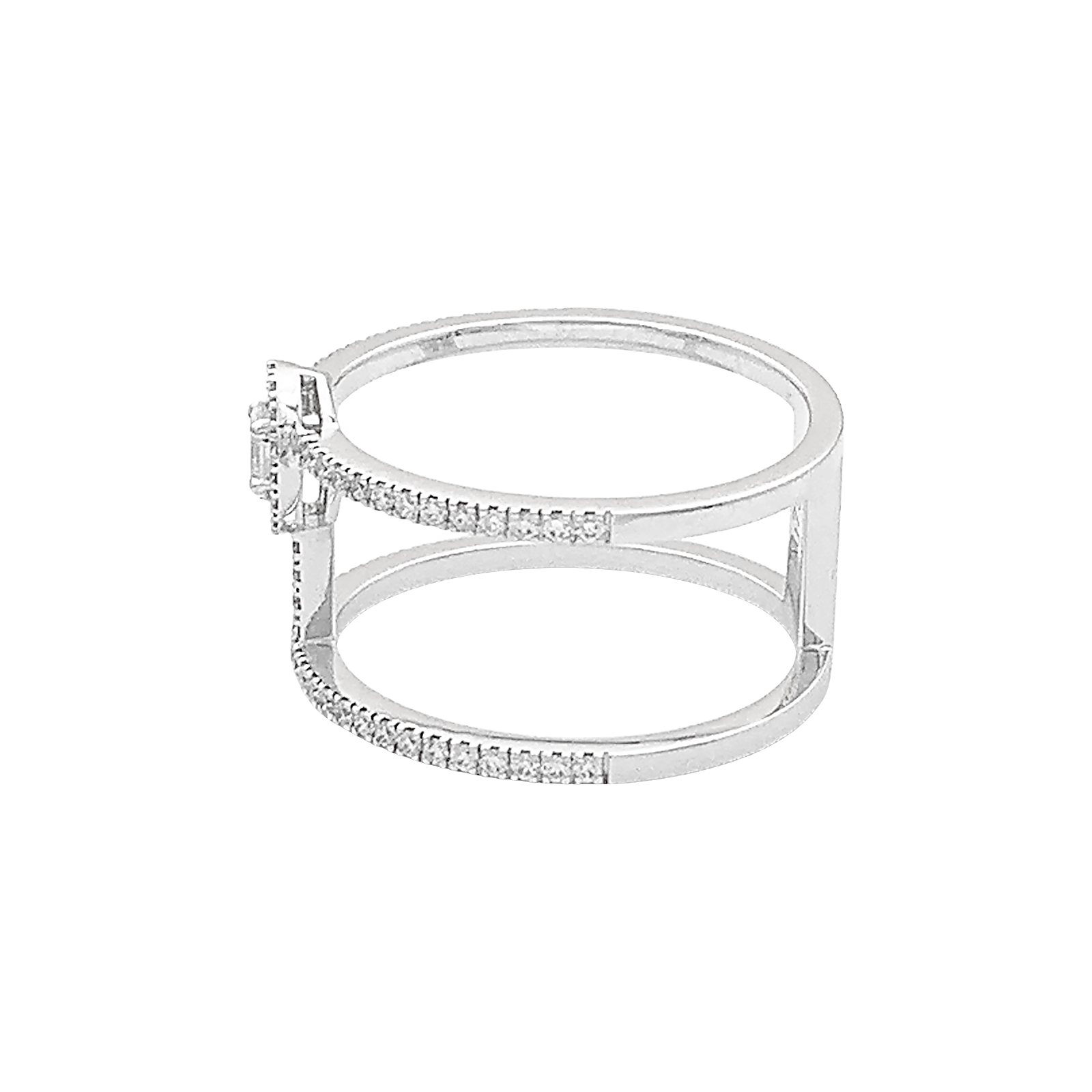 Bague Messika "Glam'Azone" or blanc, diamants. 3