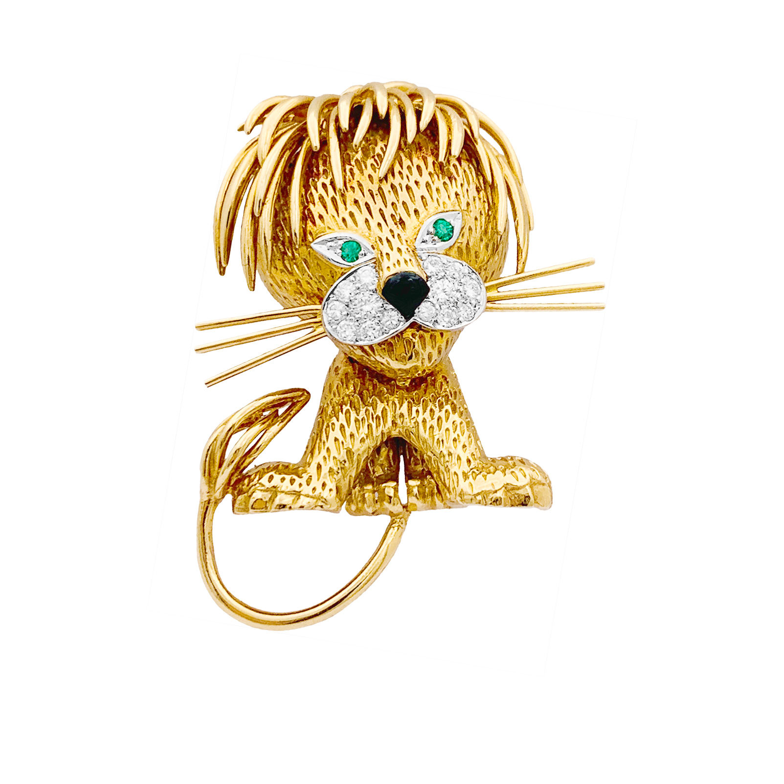 Clip Van Cleef & Arpels, "Lion Ebouriffé", or jaune, émeraude, diamants. 2