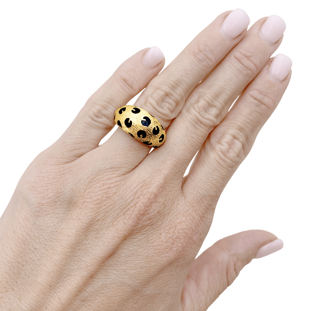 Bague Fred Paris, "Léopard", or jaune, émail noir. 5