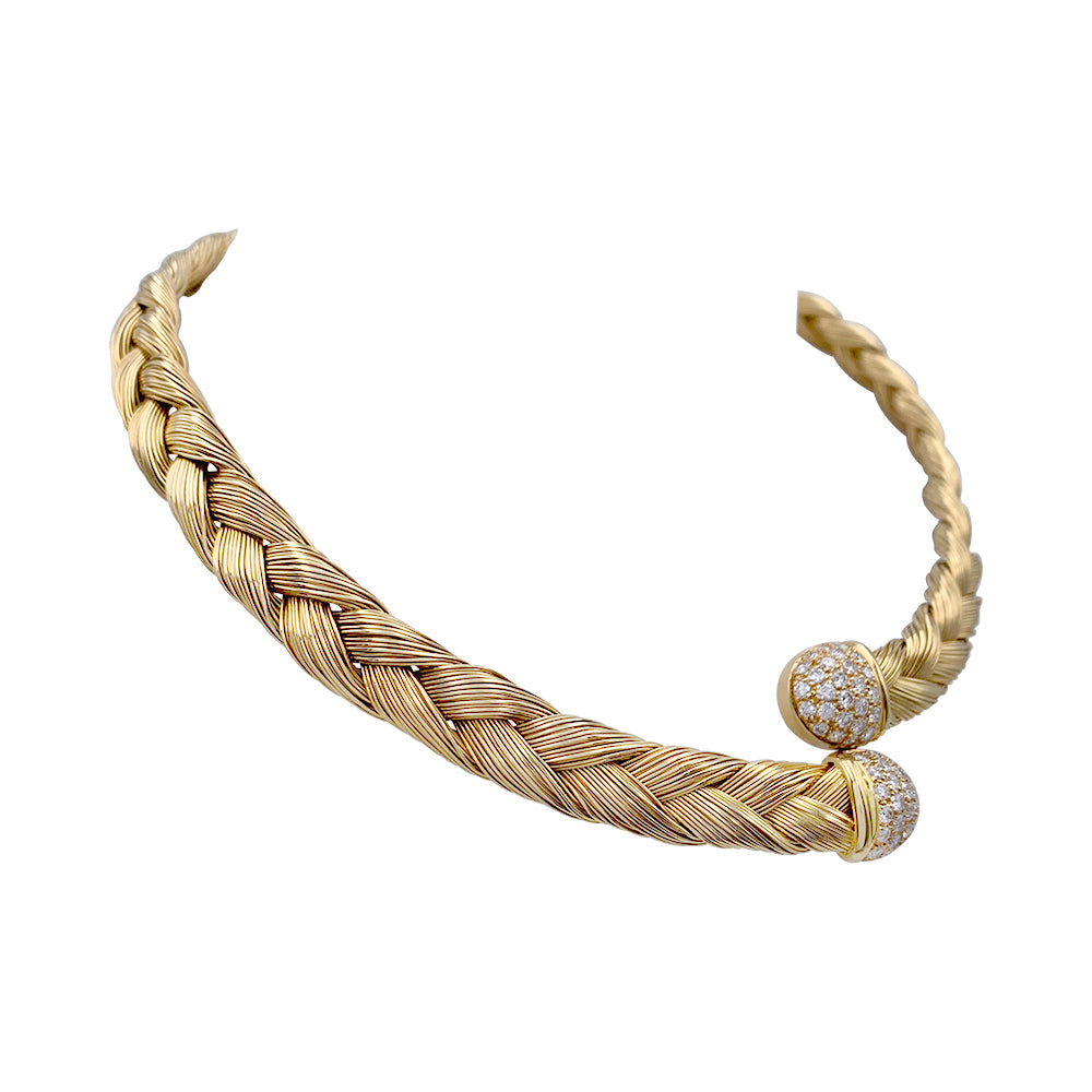 Collier vintage or jaune et diamants. 8