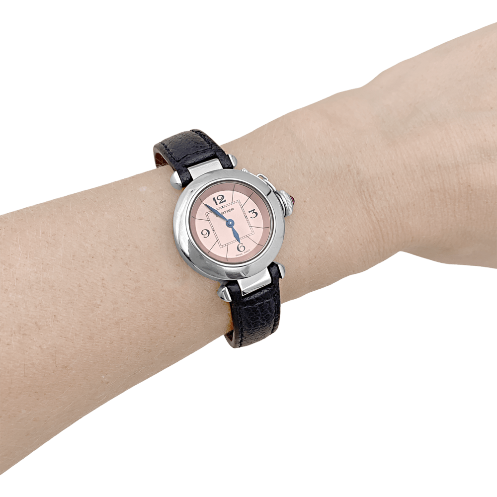Montre Cartier "Miss Pasha", acier, cuir. 5