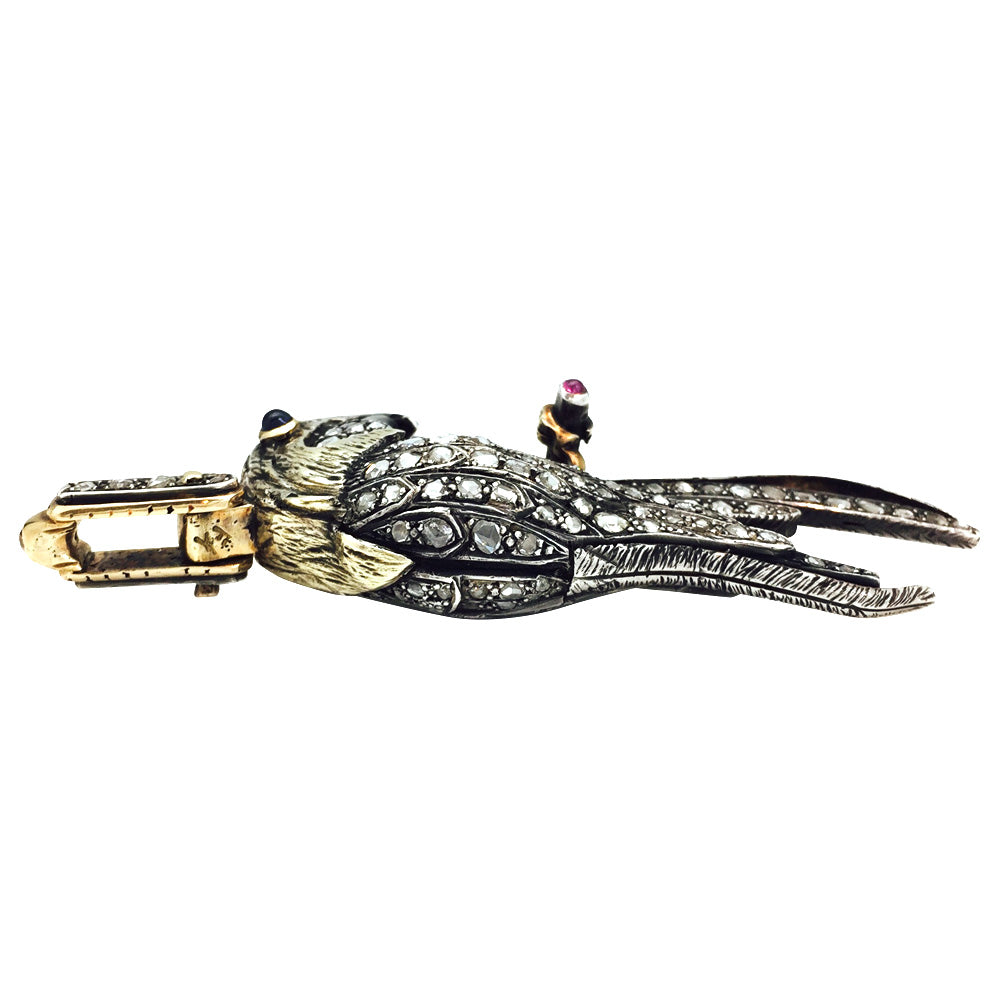 Pendentif "Perroquet", or jaune et argent. 1