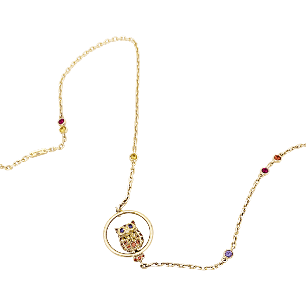 Sautoir Boucheron, "Nuri", or rose, saphirs multicolors, tsavorites et diamants. 5