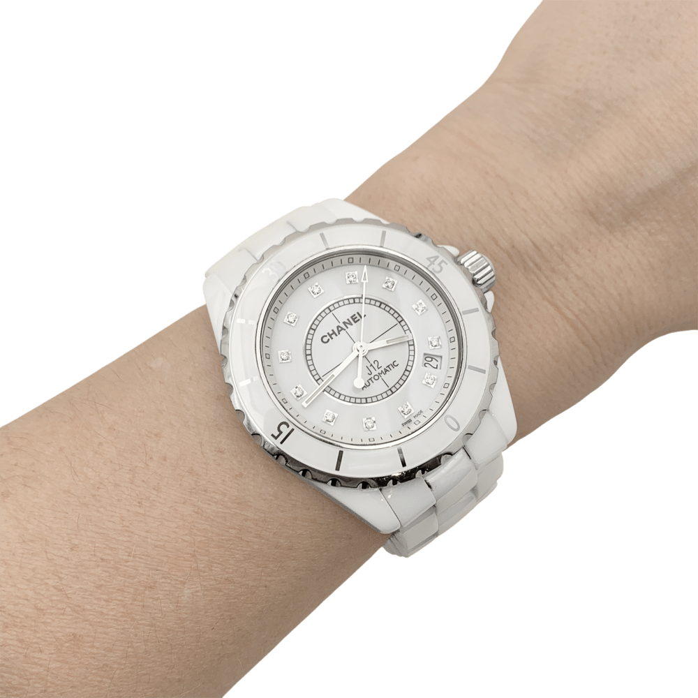 Montre Chanel, "J12", céramique blanche, diamants. 5