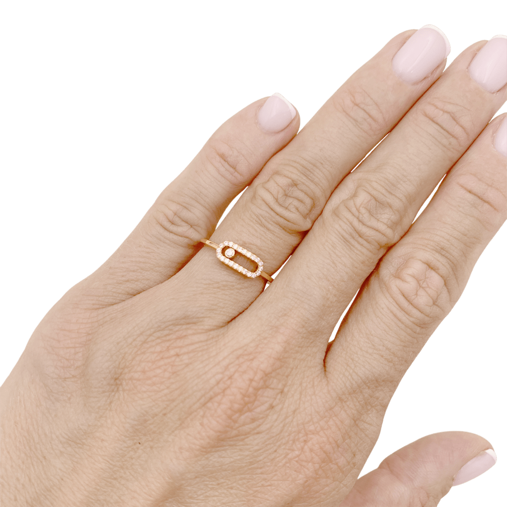 Bague Messika, "Move Uno Pavé", or rose et diamants. 6