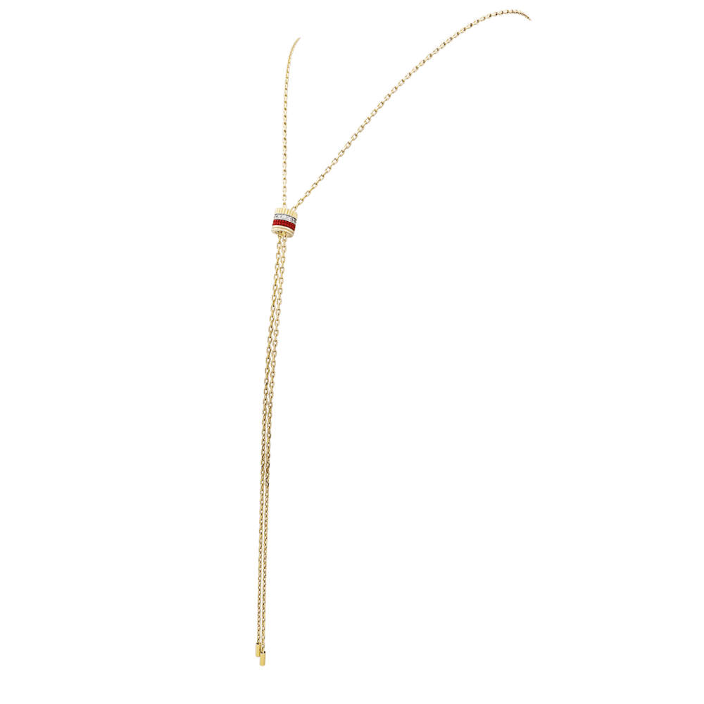 Collier Boucheron « Cravate Quatre Red Edition », 3 ors, céramique rouge, diamants. Petit modèle. 2