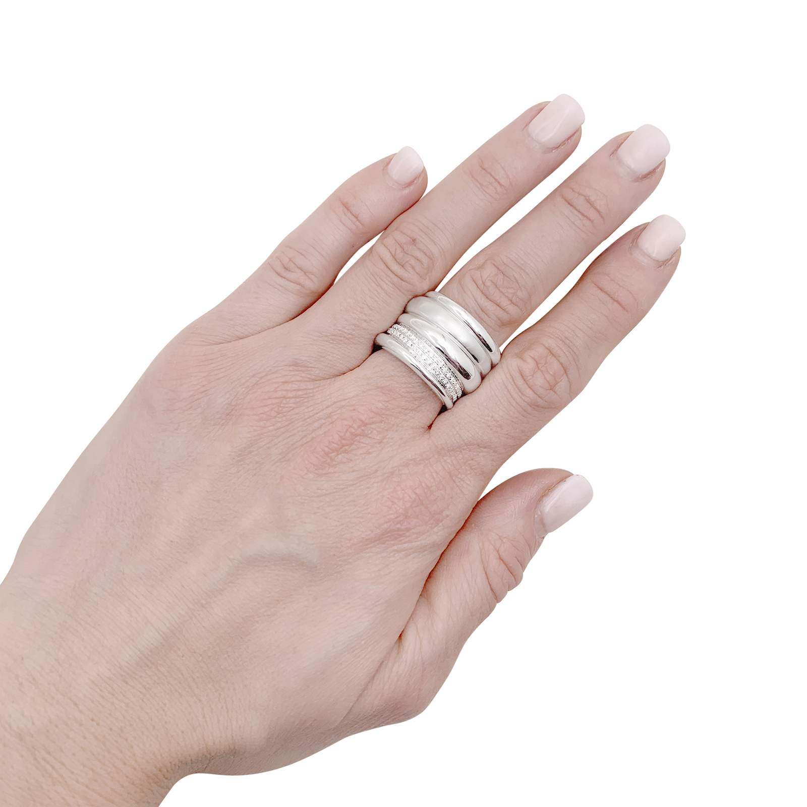 Bague Pomellato, "Tubolare", or blanc, diamants. 6