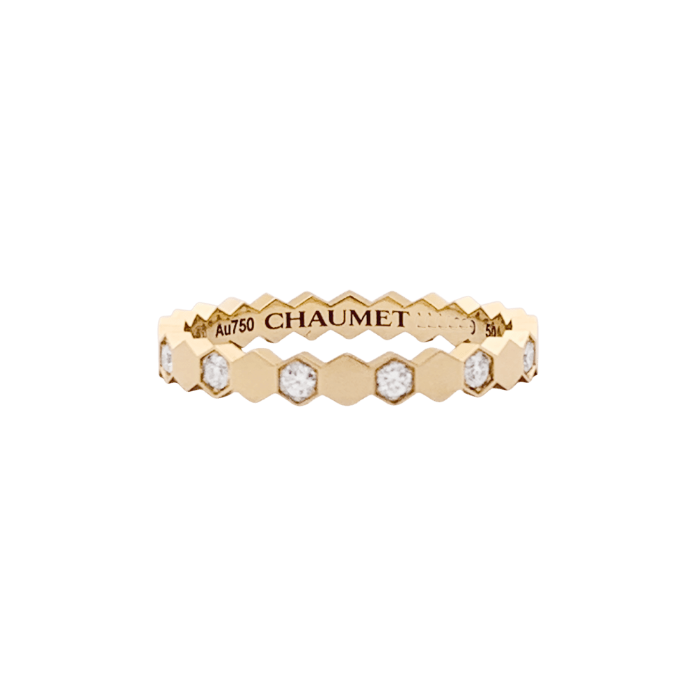 Bague Chaumet, "Bee de Chaumet", or rose, diamants.