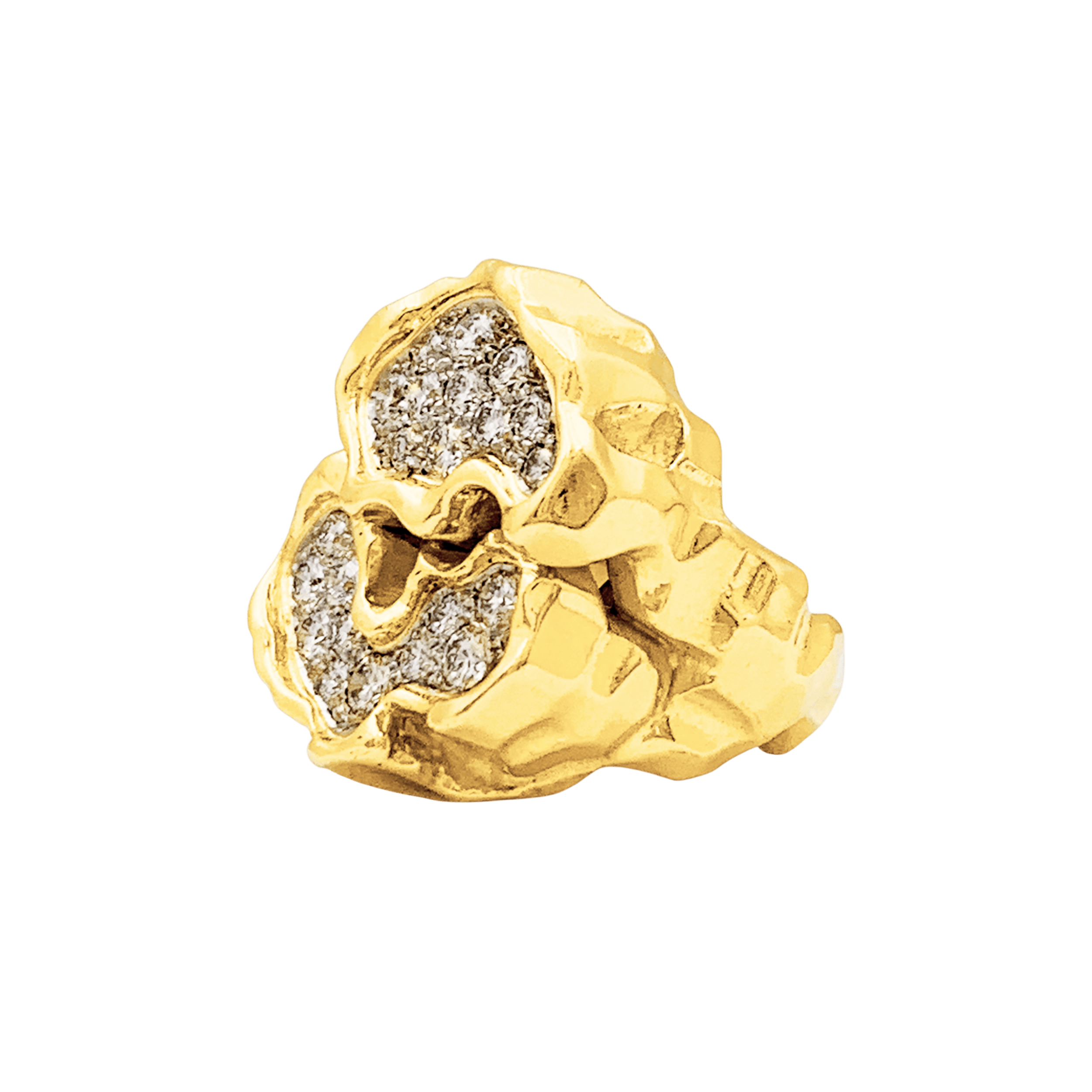Bague vintage, or jaune, platine, diamants. 2