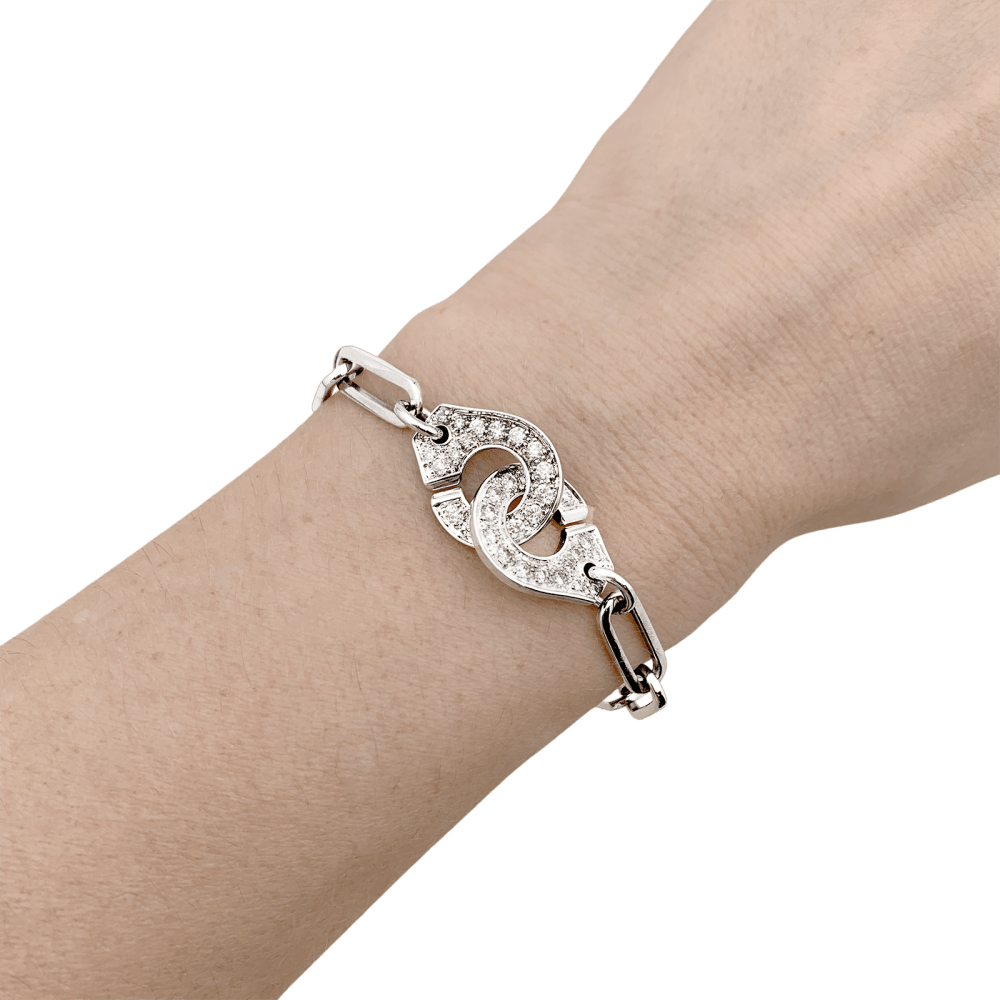 Bracelet Dinh Van, "Menottes", or blanc et diamants. 5