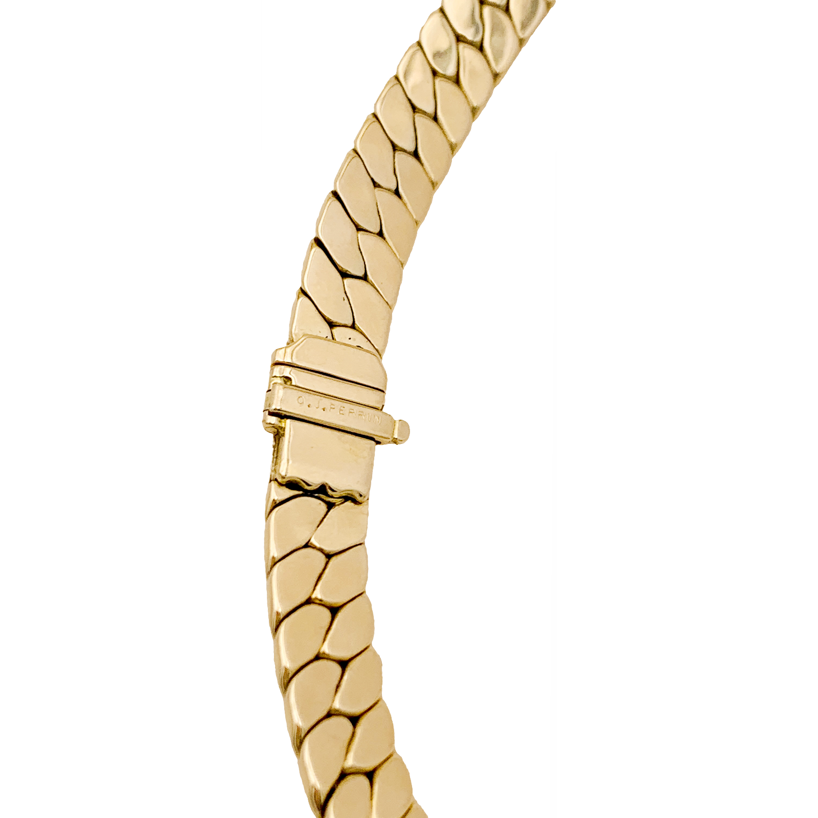 Collier O.J. PERRIN, or jaune, diamants, saphirs et émeraudes. 5