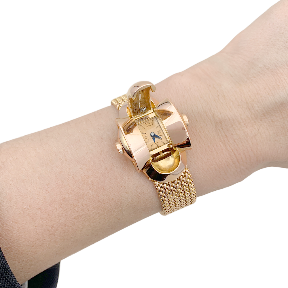 Montre vintage secrète, or rose. 6