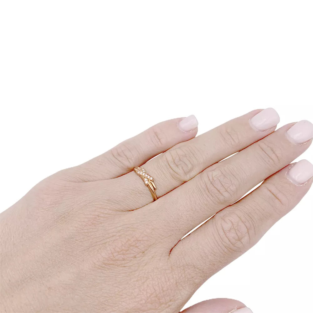 Bague Chaumet, "Jeux de Liens", or rose et diamants. 5