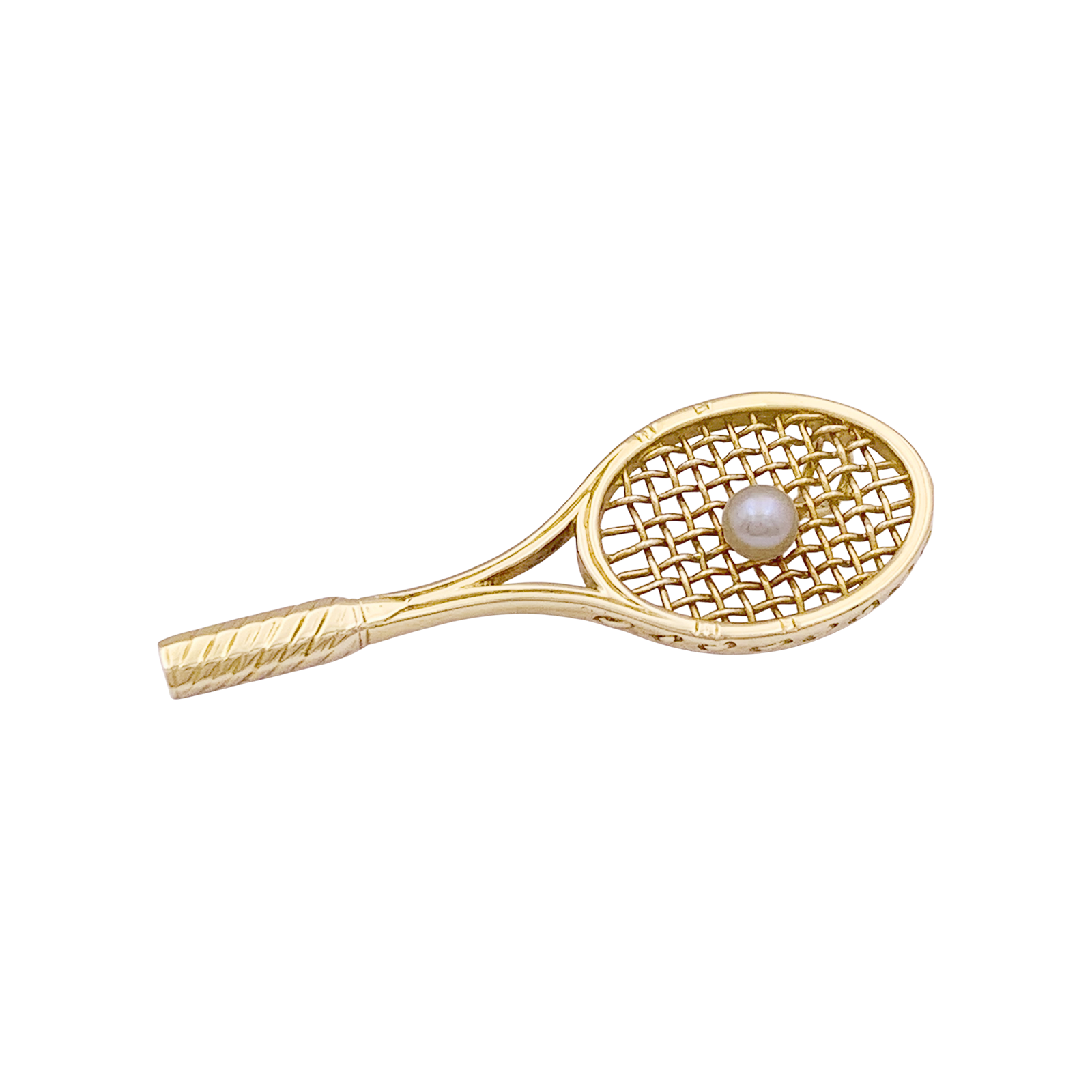 Pendentif « Raquette », or jaune, perle. 2