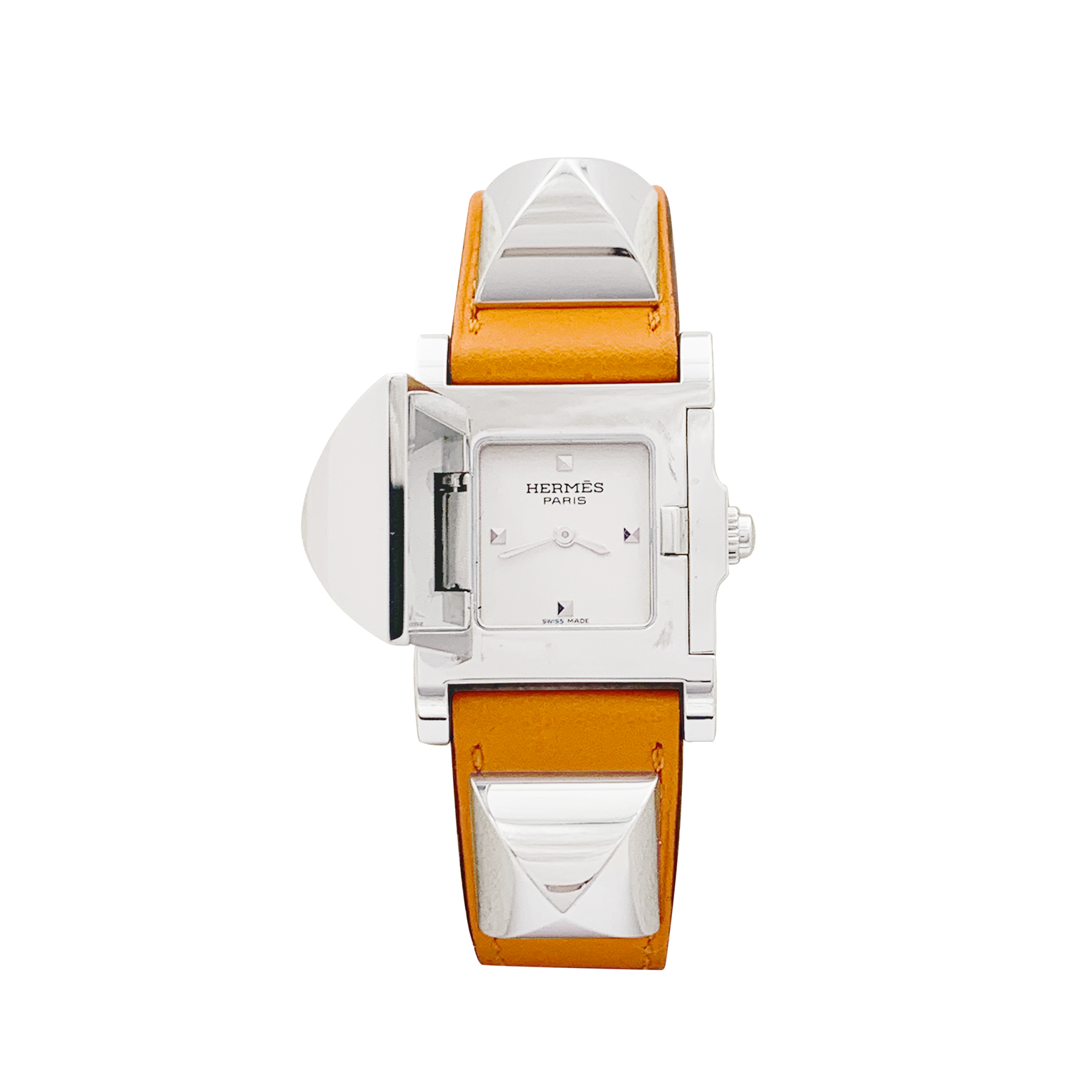 Montre Hermès "Médor" acier, cuir. 1