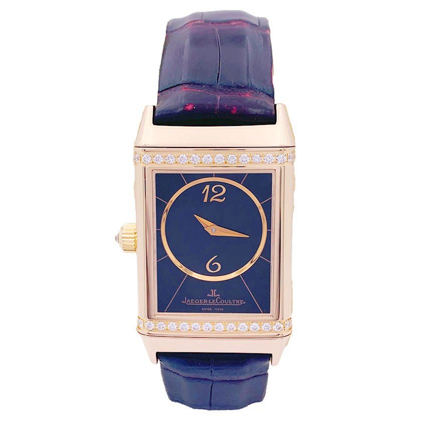 Montre Jaeger-LeCoultre, "Reverso Duetto", en or rose et diamants. 1