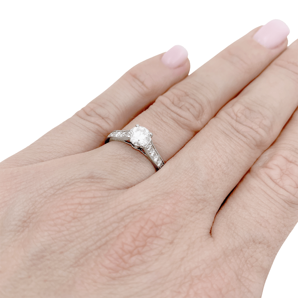 Bague Cartier, "Solitaire 1895" platine et diamants. 5