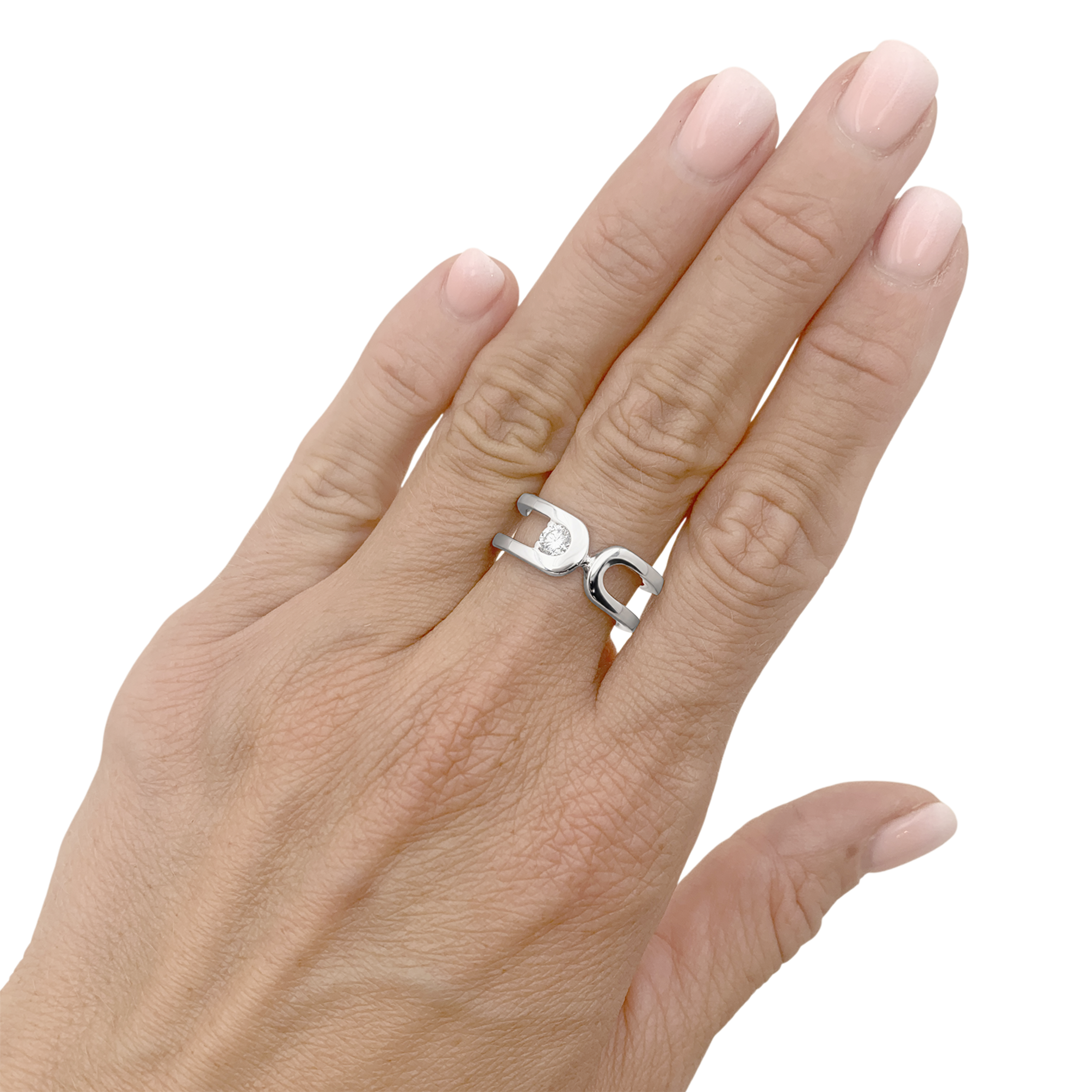 Bague Dinh Van "Maillon" or blanc, diamant. 7
