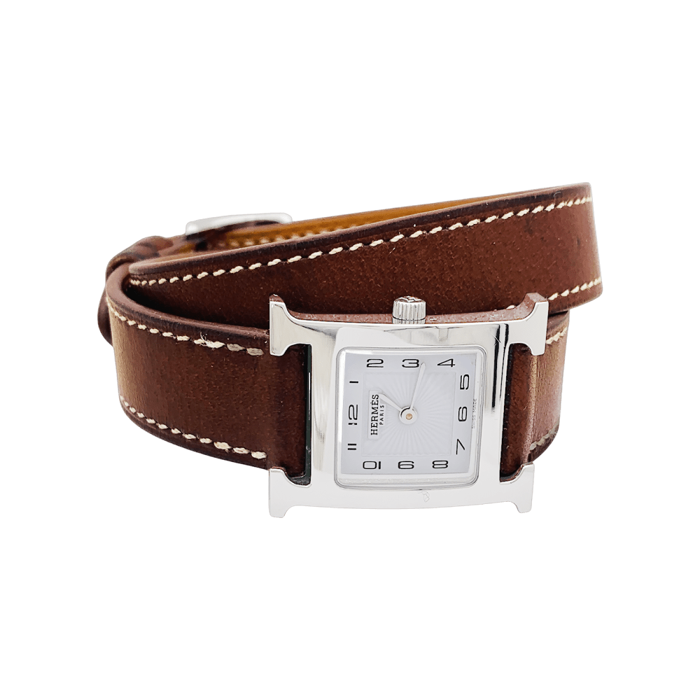 Montre Hermès, "Heure H", acier sur cuir. 2