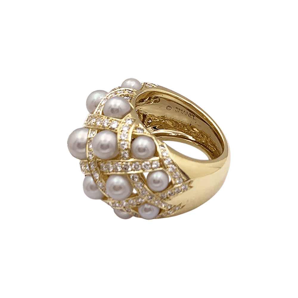 Bague Chanel, "Baroque", or jaune, diamants et perles. 5
